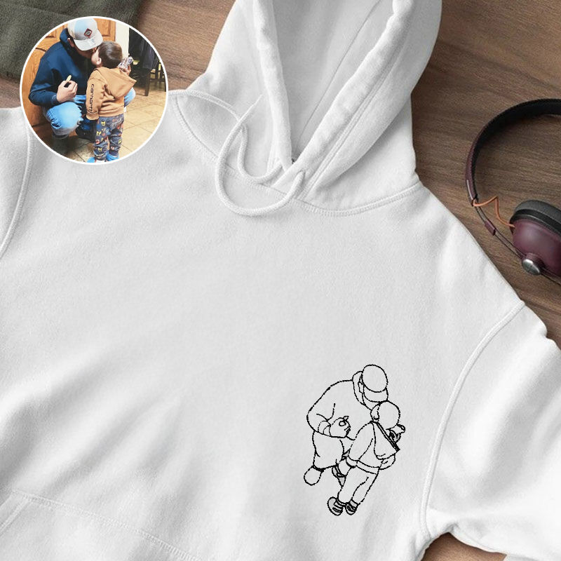 Personalized Hoodie Embroidered Custom Dad and Kids Photo Unique Design Perfect Father's Day Gift