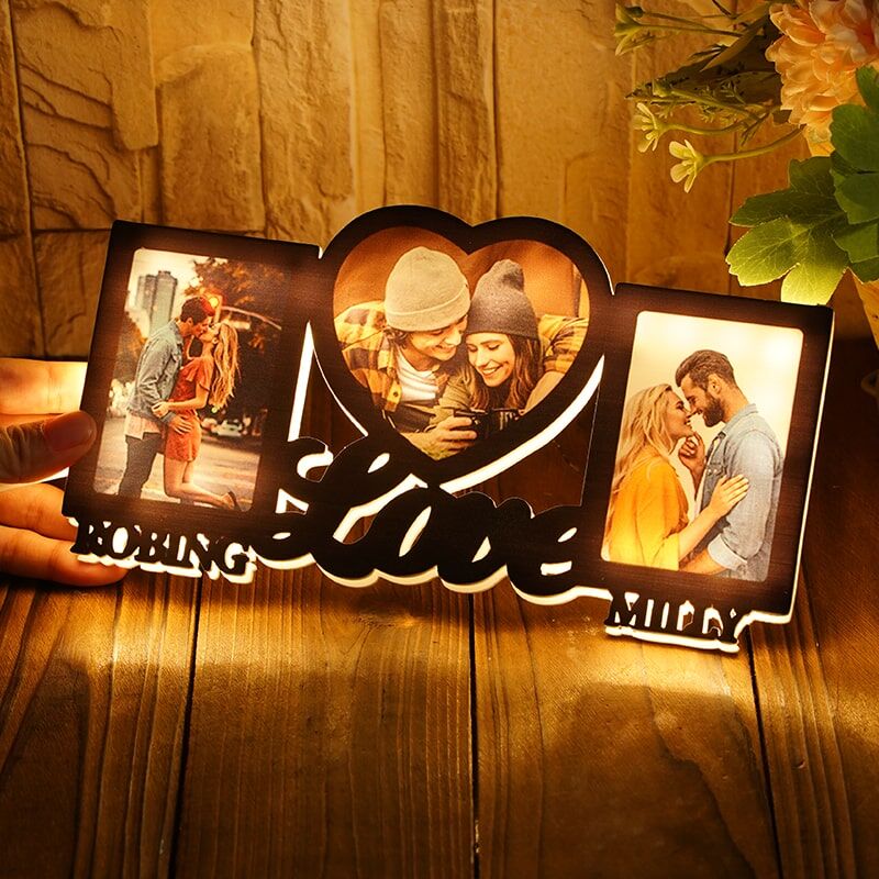 Personalized Picture Night Light with Custom Name Sweet Gift for Couples