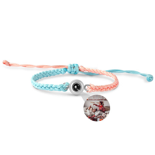 Bracelet de Projection d'Images Personnalisé Bleu et Rose pour Femme et Homme Cadeau