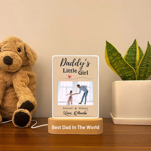 Personalized Acrylic Plaque Picture Lamp Daddy's Little Girl with Best Wishes for Dear Dad