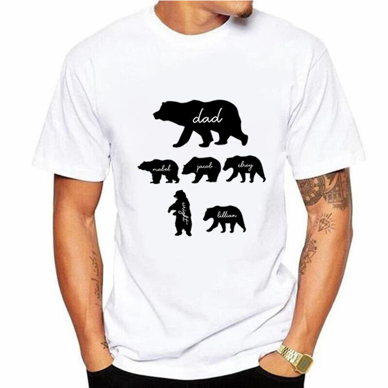 Personalized T-shirt Daddy Bear and His Babies with Custom Name for Super Dad
