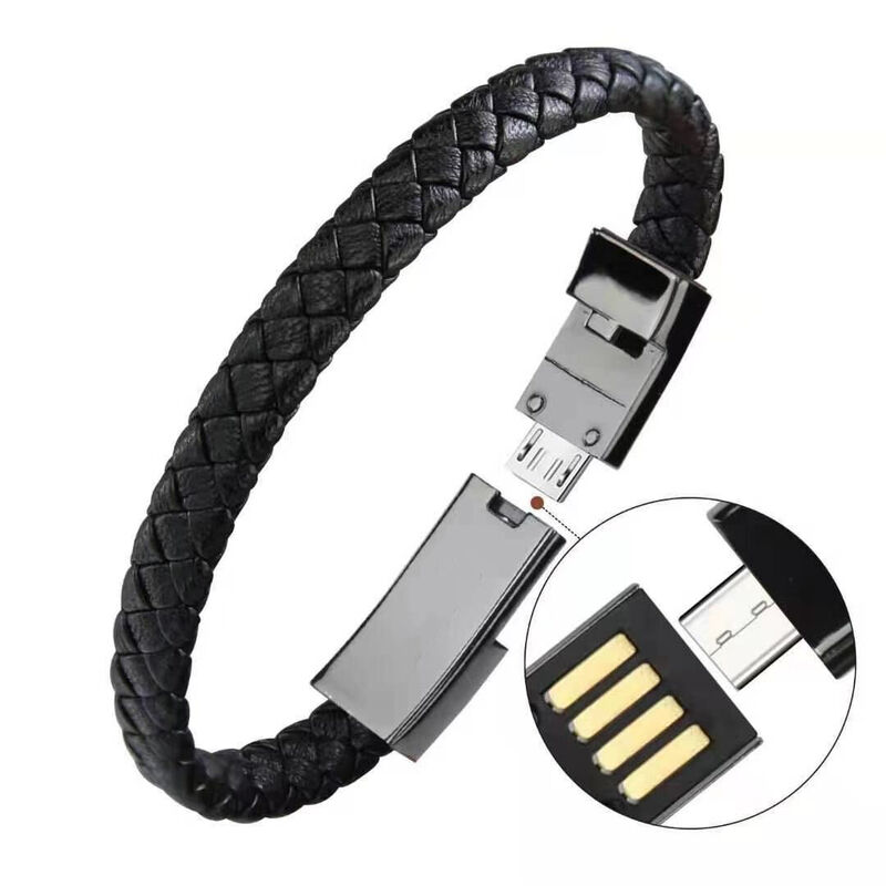 Personalized Leather Men's Bracelet Fast Charging Data Cable Creative Gift