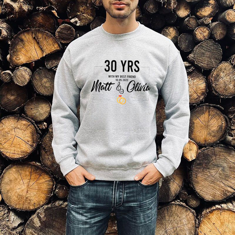 Personalized Sweatshirt with Custom Name and Date Unique Anniversary Design for Best Husband