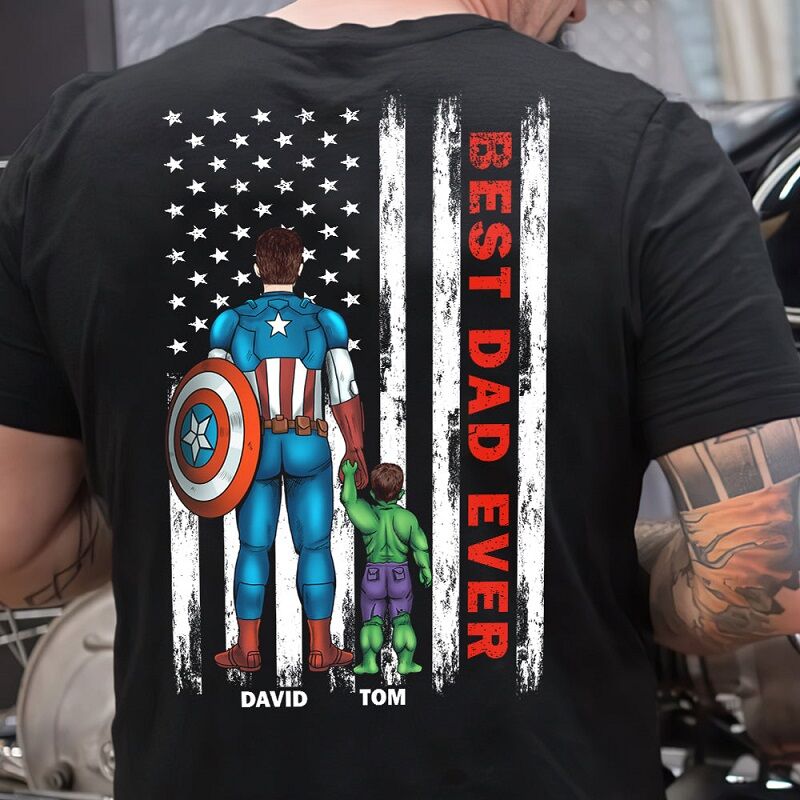 Personalisiertes T-Shirt Best Dad Ever mit optionalem Heldennamen Tolles Geschenk zum Vatertag