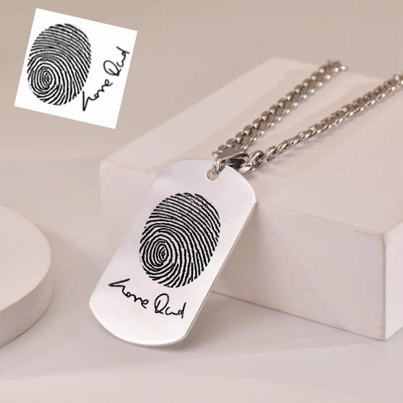 Personalized Dog Tag Necklace Custom Fingerprint Photo Memorial Gift For Loved Ones