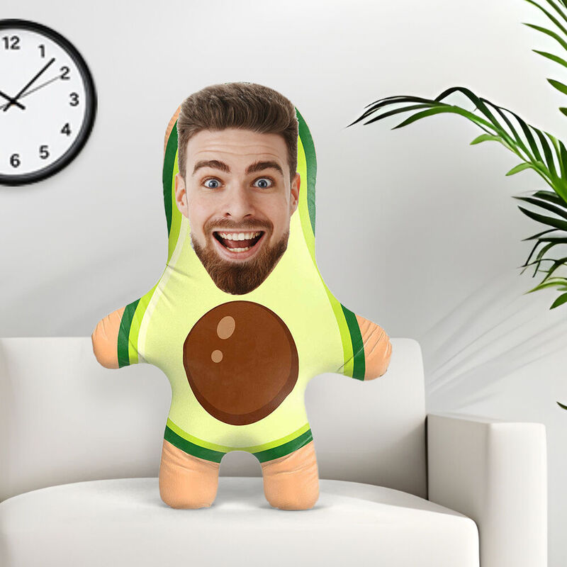 Gepersonaliseerd gezichtskussen Avocado fotokussen Grappig cadeau voor vriend