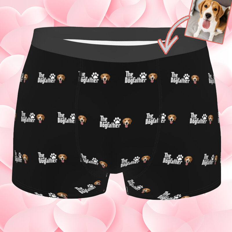 Personalized Photo Men's Underwear Boxer Briefs Lovely Present for Pet Lover "The Dogfather"