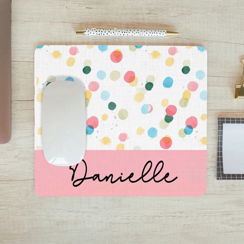 Tapis de souris personnalisé à pois colorés Cadeau pour les amis