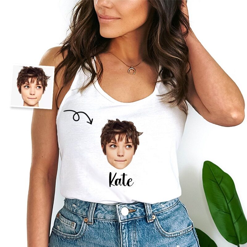 Personalized Tank Top Custom Head Photo with Name Funny Design Attractive Gift for Friends