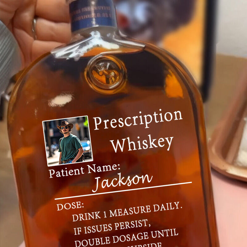 Personalised Picture Whiskey Bottle with Custom Name Perfect Gift for Dad