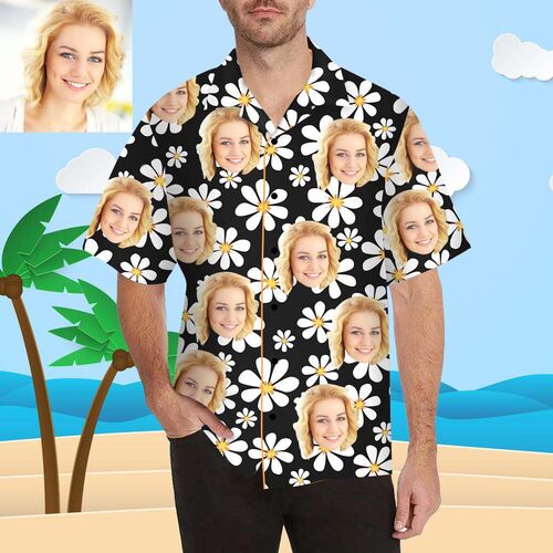 Personalisiertes Gesicht Daisy Herren Hawaii-Hemd