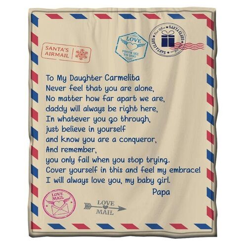 Couverture personnalisée avec une lettre d'amour de papa à ma fille