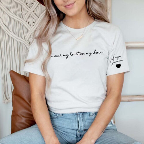 Personalisiertes T-Shirt "Ich trage mein Herz auf meinem Ärmel" zum Muttertag