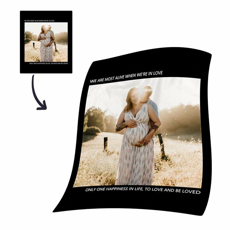 Personalized Photo Coral Fleece Blanket With Text