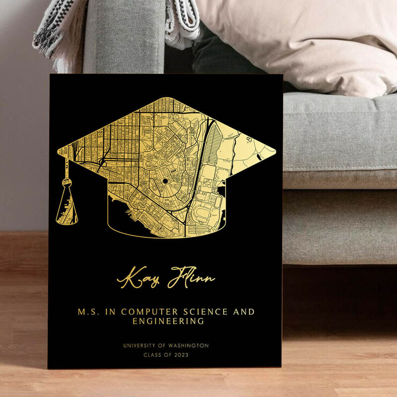 Personalized Map Canvas Wall Art with Custom Name Best Graduation Gift