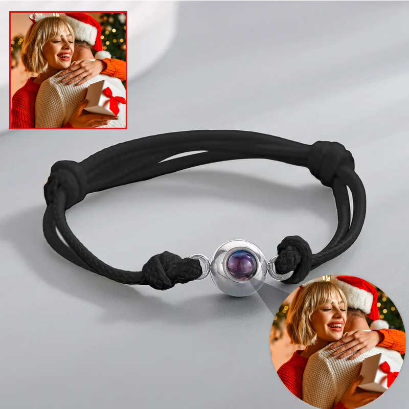 Custom Photo Bracelet with Black Cord