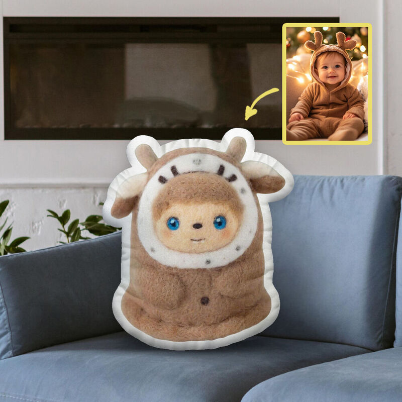 Coussin personnalisé avec portrait en laine Cadeau d'anniversaire pour bébé