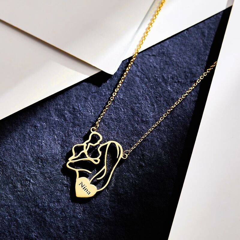 Personalized Stick Figure Mother Necklace Custom Name Warm Mother's Day Gift