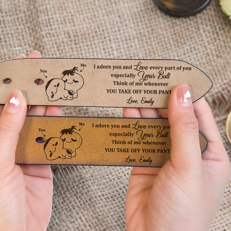 Cinturón de cuero personalizado, cinturón de cuero genuino grabado, dulce regalo de aniversario para el esposo.