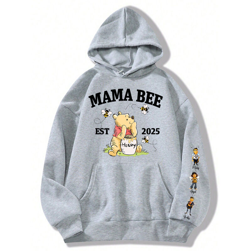 Personalized Hoodie Mama Bee with Custom Honey Bee Baby Creative Design Perfect Mother's Day Gift