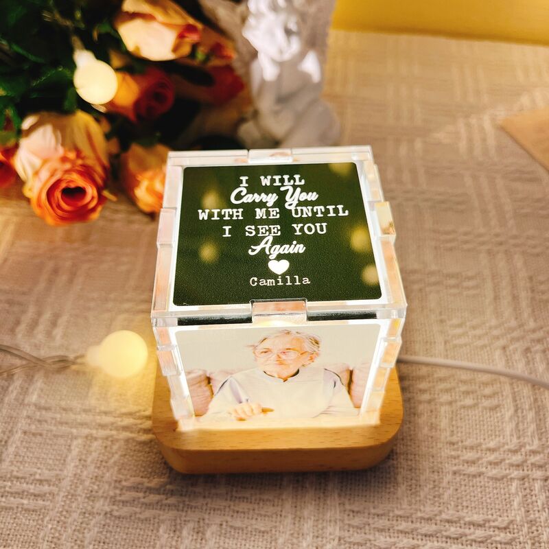 Personalized Photo Acrylic Cube Light with Custom Name Memorial Gift for Your Love