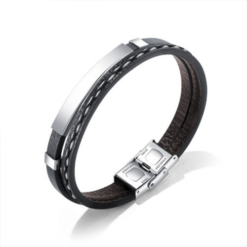 Pulsera personalizada "Junto con él" para hombres tejida en acero inoxidable