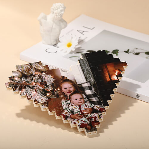 Rompecabezas de ladrillo personalizado de fotos en forma de corazón