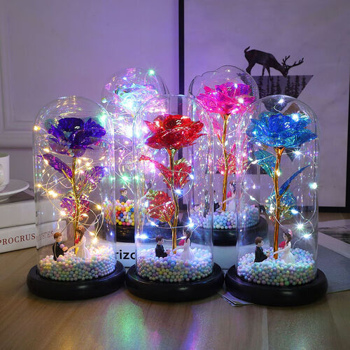 Galaxy Rose Glass Lampshade Preserved Flower Rose Proposal Night Light Gift