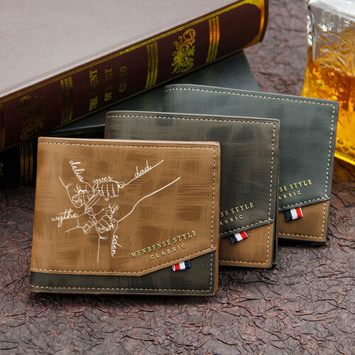 Personalized Name Big Hands Small Hands Men's Wallet Father's Day Gift