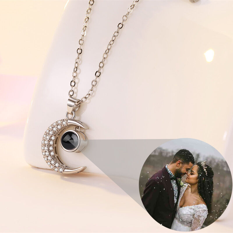 Personalized Photo Projection Necklace - Moon