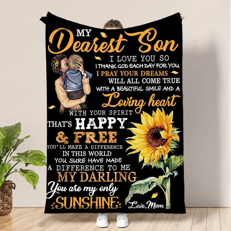 Personalized Love Letter Blanket to Dearest Son from Mom