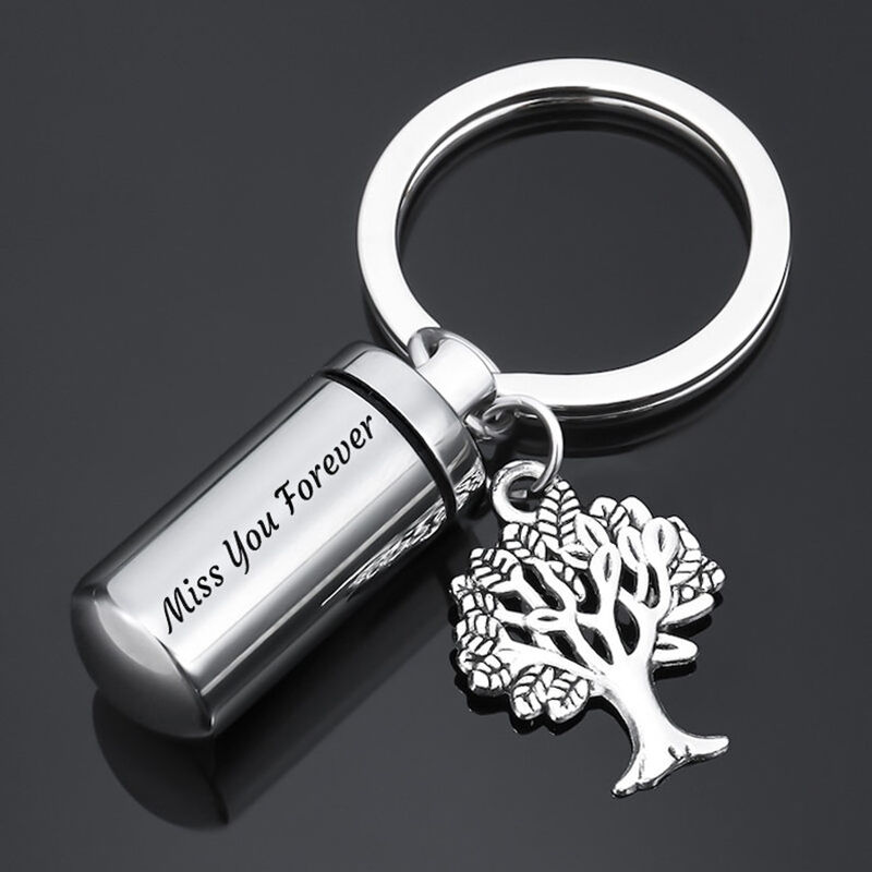 Porte-clés personnalisé "Arbre de vie" avec urne commémorative gravée.