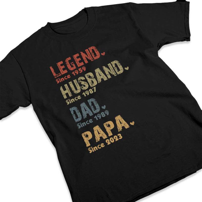 Camiseta personalizada leyenda marido papá y luego papá con regalo único de año personalizado para el Día del Padre