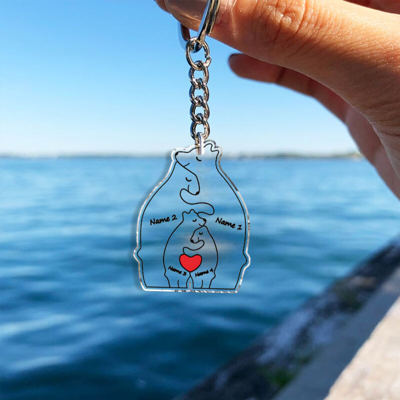 Gepersonaliseerde Naam Sleutelhanger Met Knuffelbare Beer Cadeau Voor Familie
