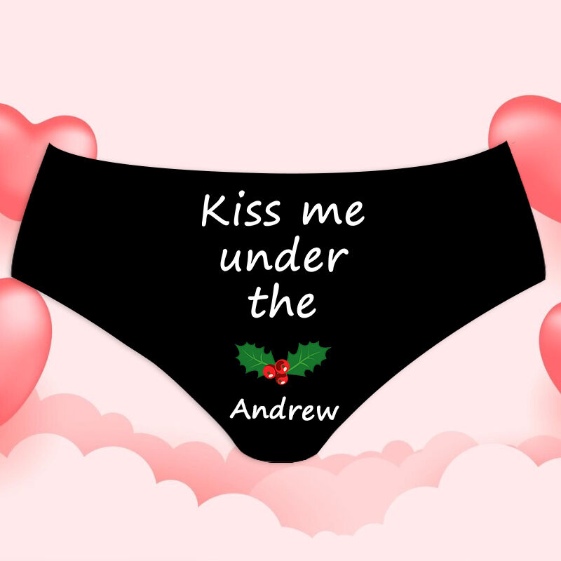 Personalized Name Women's Underwear Cute Gift for Valentine's Day "Kiss Me"