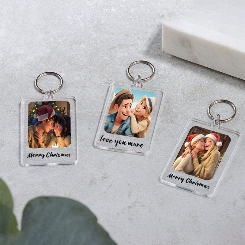 Personalized Cartoon Photo Keychain Sweet Gift For Dad