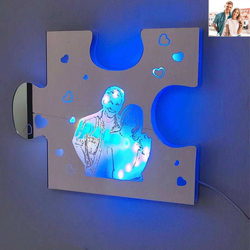 Personalisiertes Puzzle-Spiegel-Licht Individuelles Foto Romantisches Valentinstagsgeschenk
