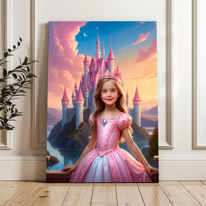 Personalized Princess Portraits with Custom Face Swap Cute Present for Girl