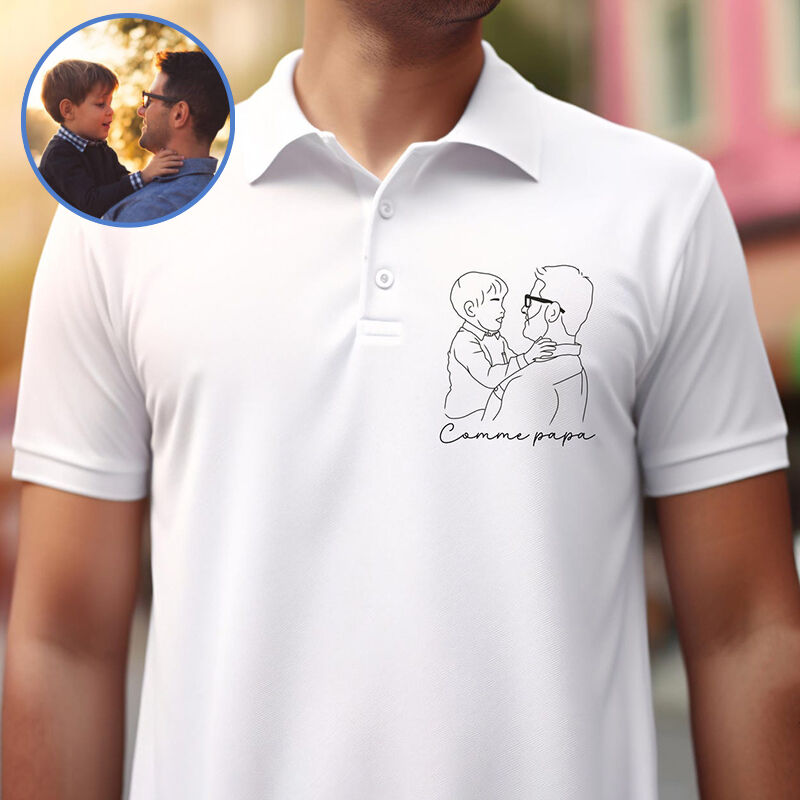 Personalized Photo Embroidered Polo Shirt with Custom Engraving Fun Gift for Family