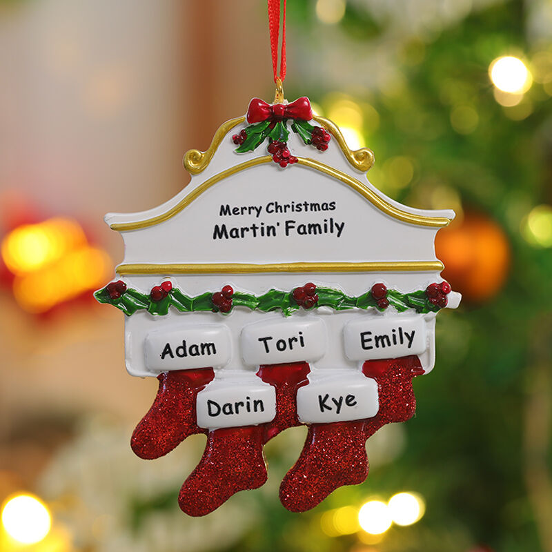 Personalized Christmas Stocking Hanging Ornaments with Family Names