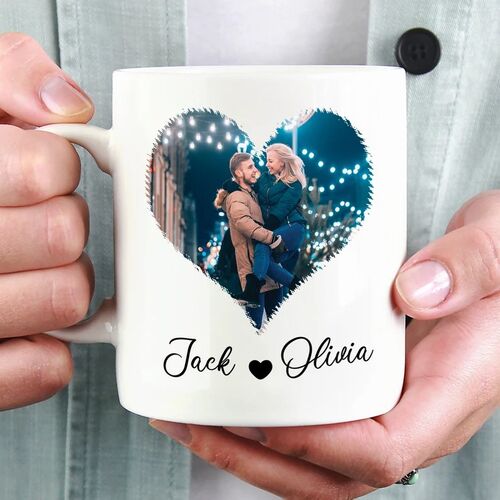 Personalized Couple Heart Custom Photo Mug