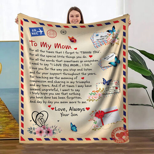 Personalized Love Letter Blanket to Mom "Love Always"