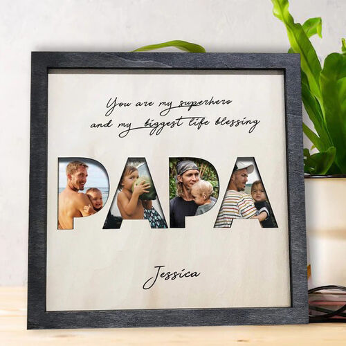 Personalisierter Bilderrahmen mit eigenen Fotos und Texten für den lieben Papa