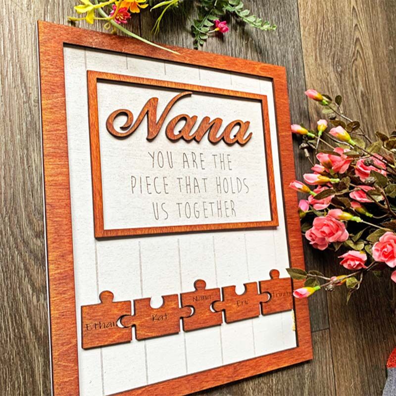 Personalized Nana Puzzle Sign Frame With Kids Names