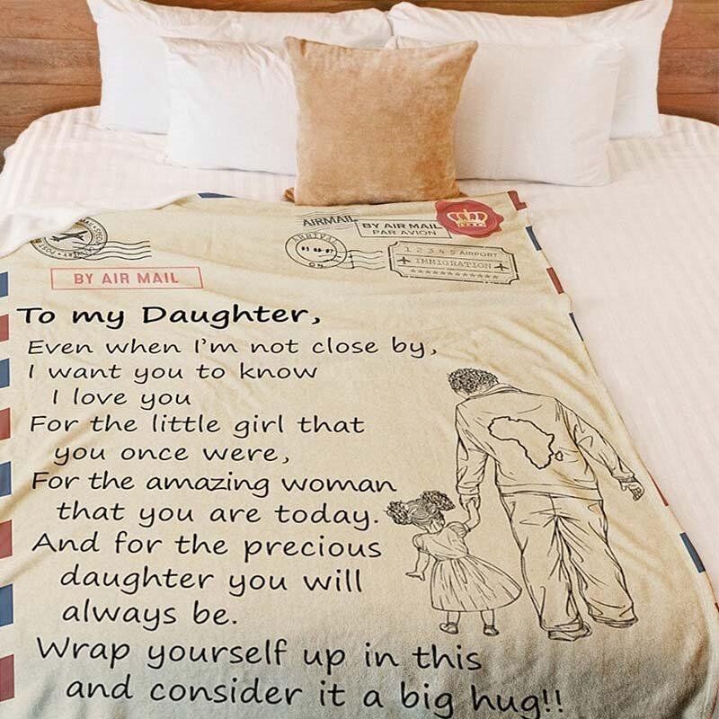 Manta personalizada con texto de carta de amor de papá para hija