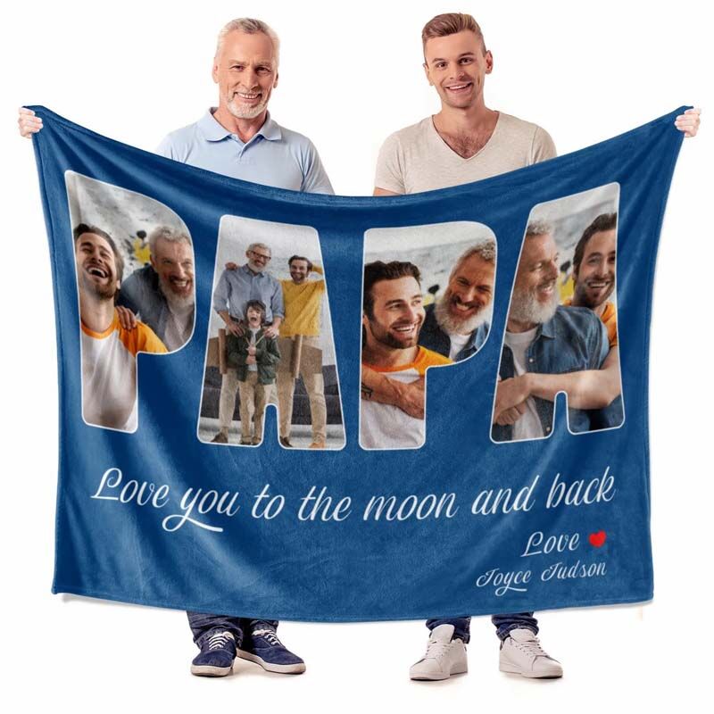 Custom Photo Blanket Gift for Best Grandpa