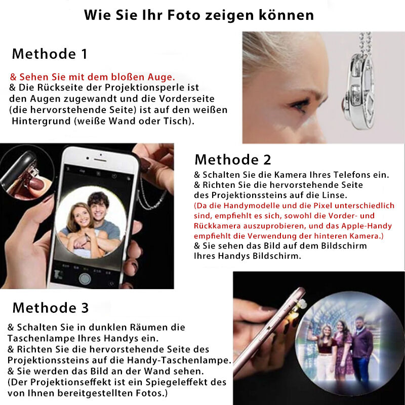 Personalisierte Projektion Bild Halskette Customized drei Fotos Exquisite Geschenk für Weihnachten