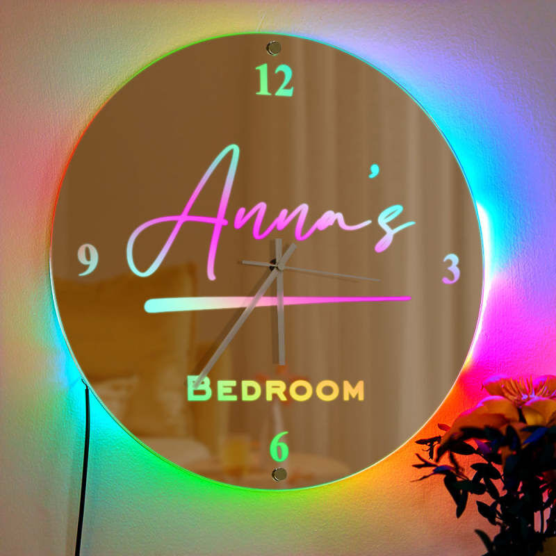 Personalized Mirror Lamp Customized Name Band Clock Cool Gift