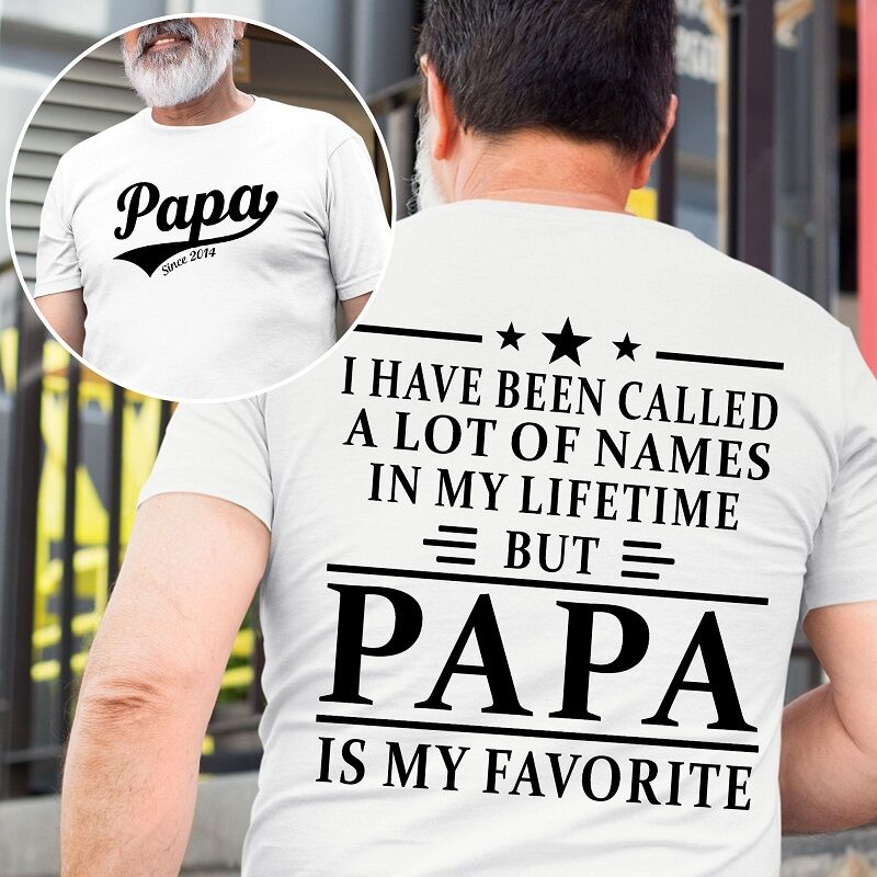 T-shirt personalizzata Il mio nome preferito è Papa Design doppio lato Regalo attraente