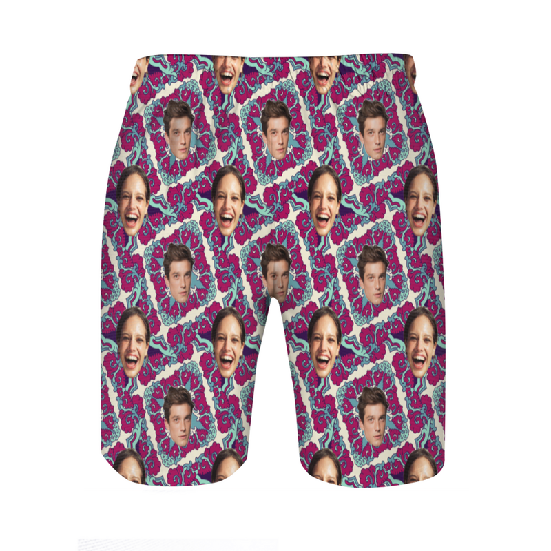 Personalized Picture Men's Beach Shorts Interesting Design Present for Family